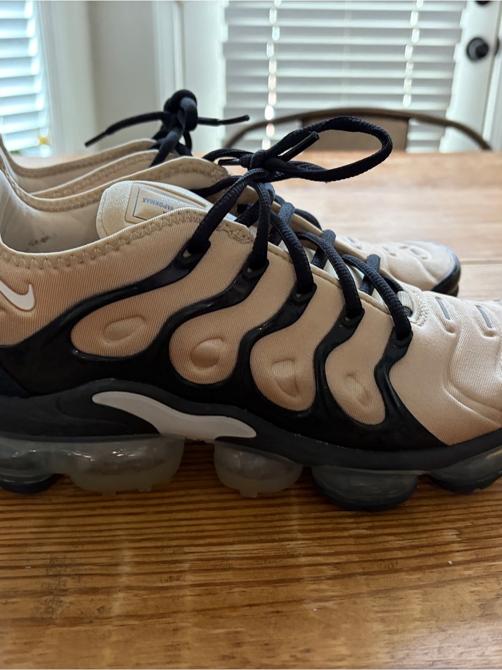Nike men’s Air VaporMax Plus Beige and Black Sneakers